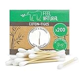 Caja de 200 bastoncillos blancos de bambú Feel Natural